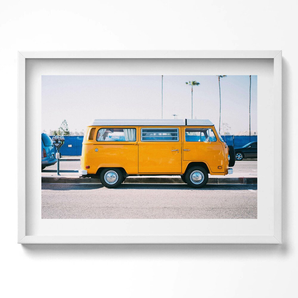 Obraz v rámu moderní Žluté auto na dovolenou