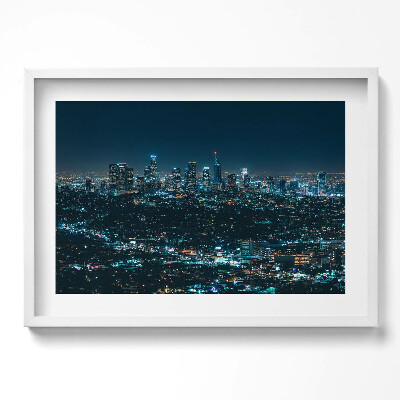 Obraz v rámu moderní Velké osvětlené město na noční panorama