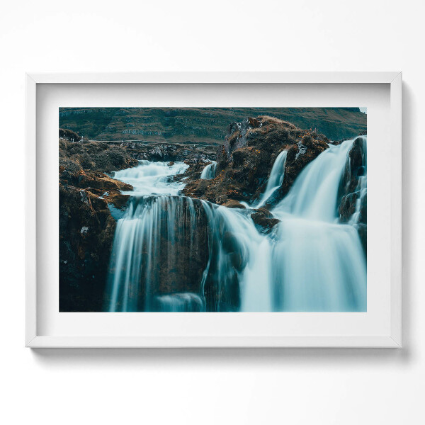 Obraz v rámu moderní Fotografie horského vodopádu