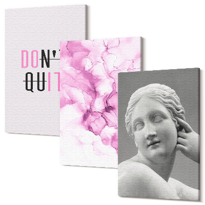 Sada 3 obrazů Akvarel abstrakce inspirující slogan starověké sochy