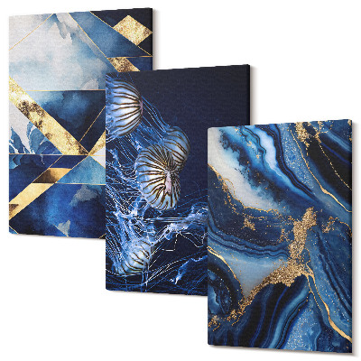 Sada obrazů triptych Abstraktní elegantní vzory s akcenty