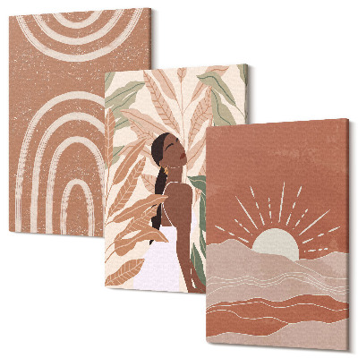 Sada obrazů triptych Boho abstraktní tvary a ilustrace