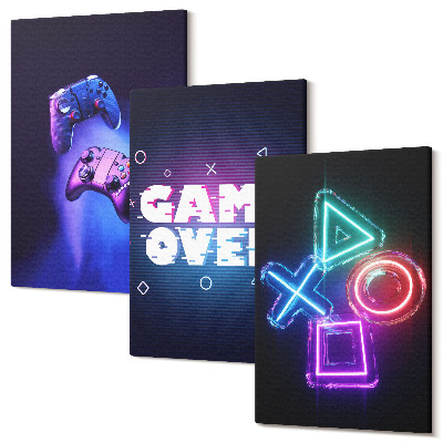 Sada 3 obrazů Gamepady s ikonami Game Over