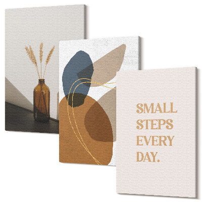 Sada 3 obrazů Včetně abstraktních tvarů a přírodních akcentů