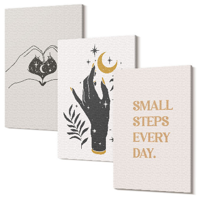 Sada 3 obrazů Minimalistické ilustrace inspirující boho text