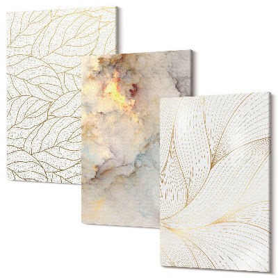 Sada 3 obrazů Lineární listy vzory abstraktní mramor