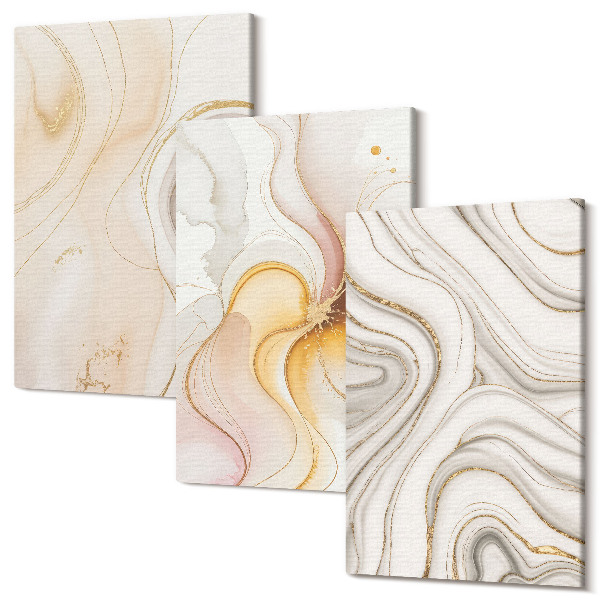 Sada obrazů na zeď triptych Abstraktní teplé vzory elegantní motivy