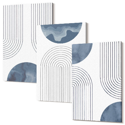 Sada obrazů triptych Abstraktní vzory v odstínech modré a bílé