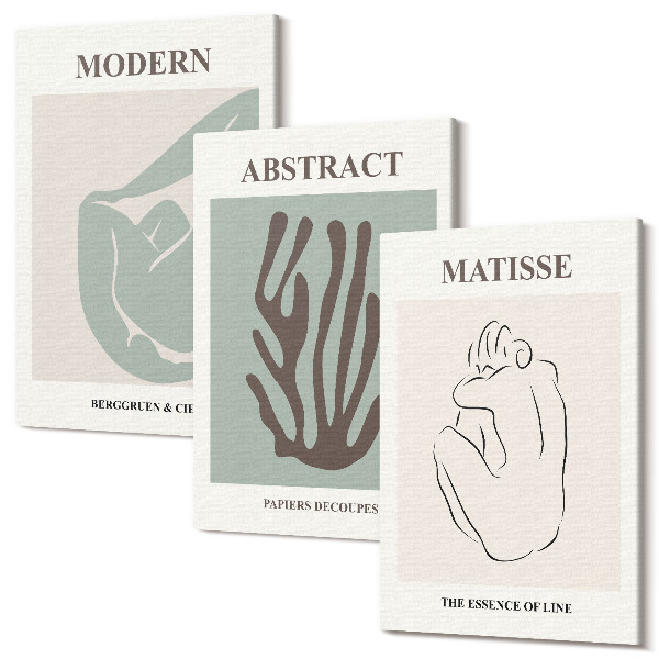 Sada obrazů na zeď triptych Stylové obrazy s abstraktními motivy od Henriho Matisse