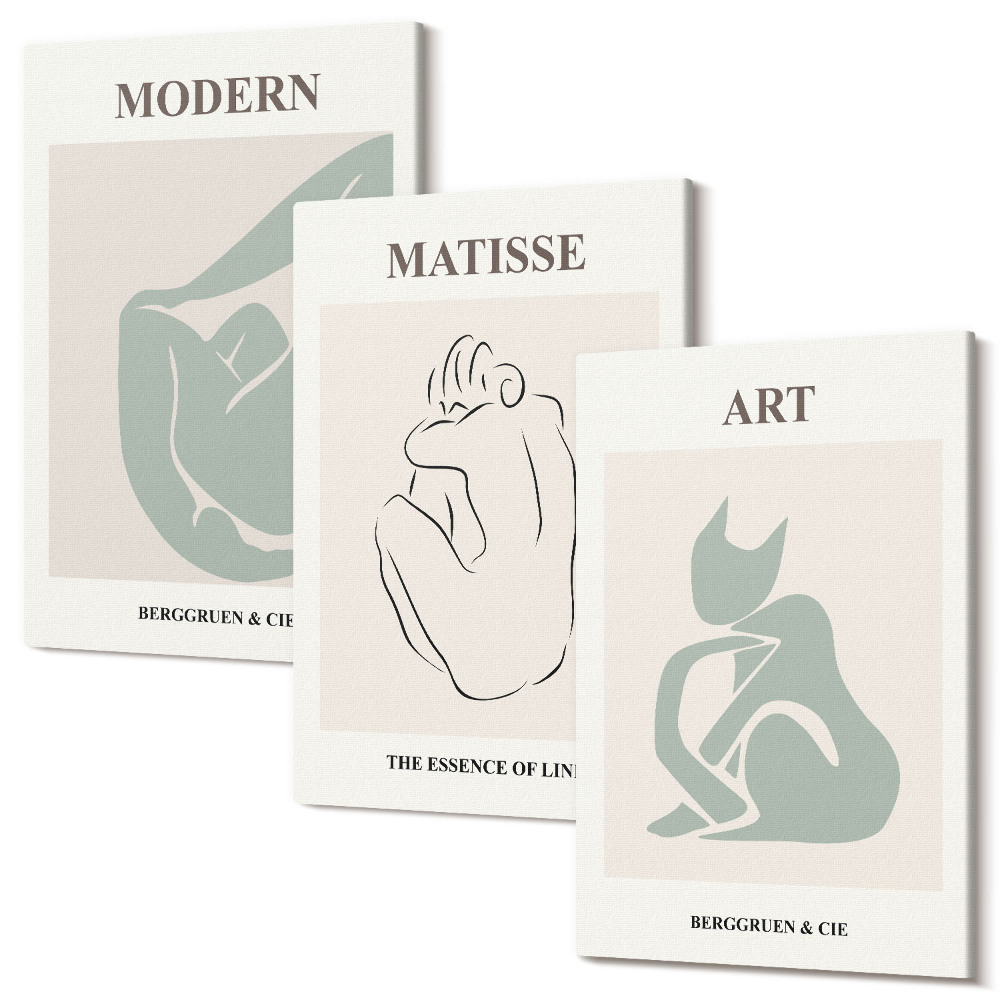 Sada 3 obrazů Abstraktní postavy v pastelových odstínech od Henriho Matisse