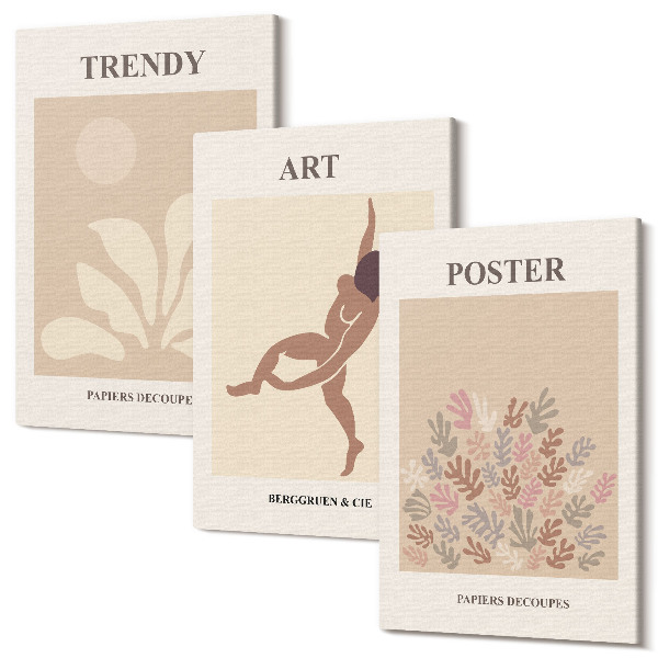 Sada obrazů na zeď triptych Abstraktní formy a postavy Henri Matisse