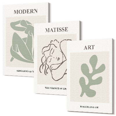 Sada 3 obrazů Stylové postavy a rostliny v minimalistickém designu