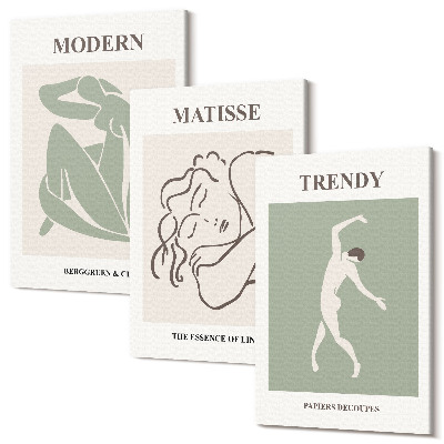 Sada 3 obrazů Stylové postavy v minimalistických formách a barvách