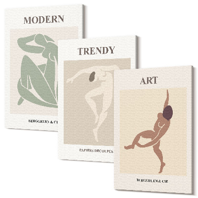 Sada obrazů triptych Stylové postavičky v minimalistických odstínech