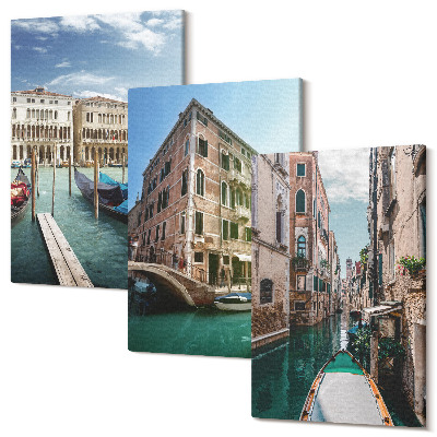 Sada 3 obrazů Výhledy na Benátky s kanály a městskou architekturou