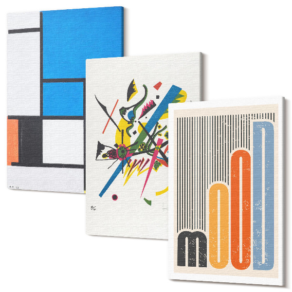 Sada obrazů triptych Abstraktní moderní kompozice s geometrickými tvary