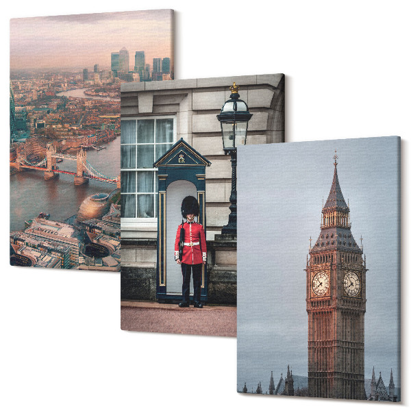 Sada obrazů na zeď triptych Pohledy na Londýn s mostem a stráží Big Ben