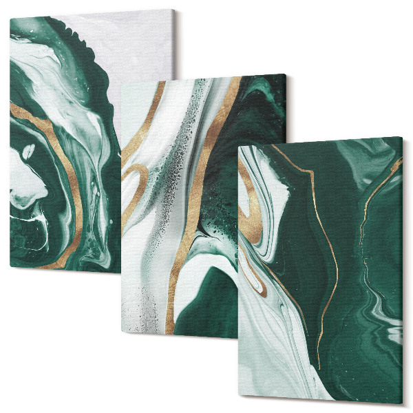 Sada obrazů triptych Abstraktní barevné vzory v zelené a bílé