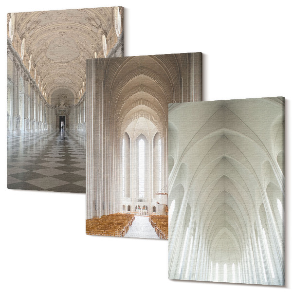 Sada obrazů triptych Interiéry historických budov a katedrál