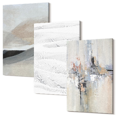 Sada 3 obrazů Abstraktní vzory v neutrálních zemitých tónech