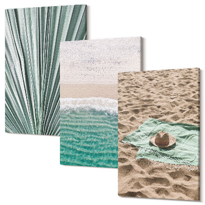 Sada 3 obrazů Letní dovolená pohledy na pláži u moře