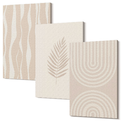 Sada 3 obrazů Vzory v odstínech béžové s rostlinnými motivy