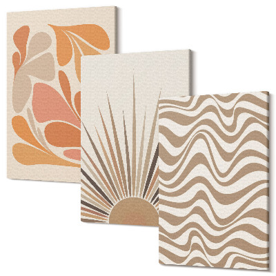 Sada 3 obrazů Sun boho pastelové abstraktní tvary