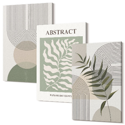 Sada obrazů na zeď triptych Botanické abstrakty rustikální boho styl