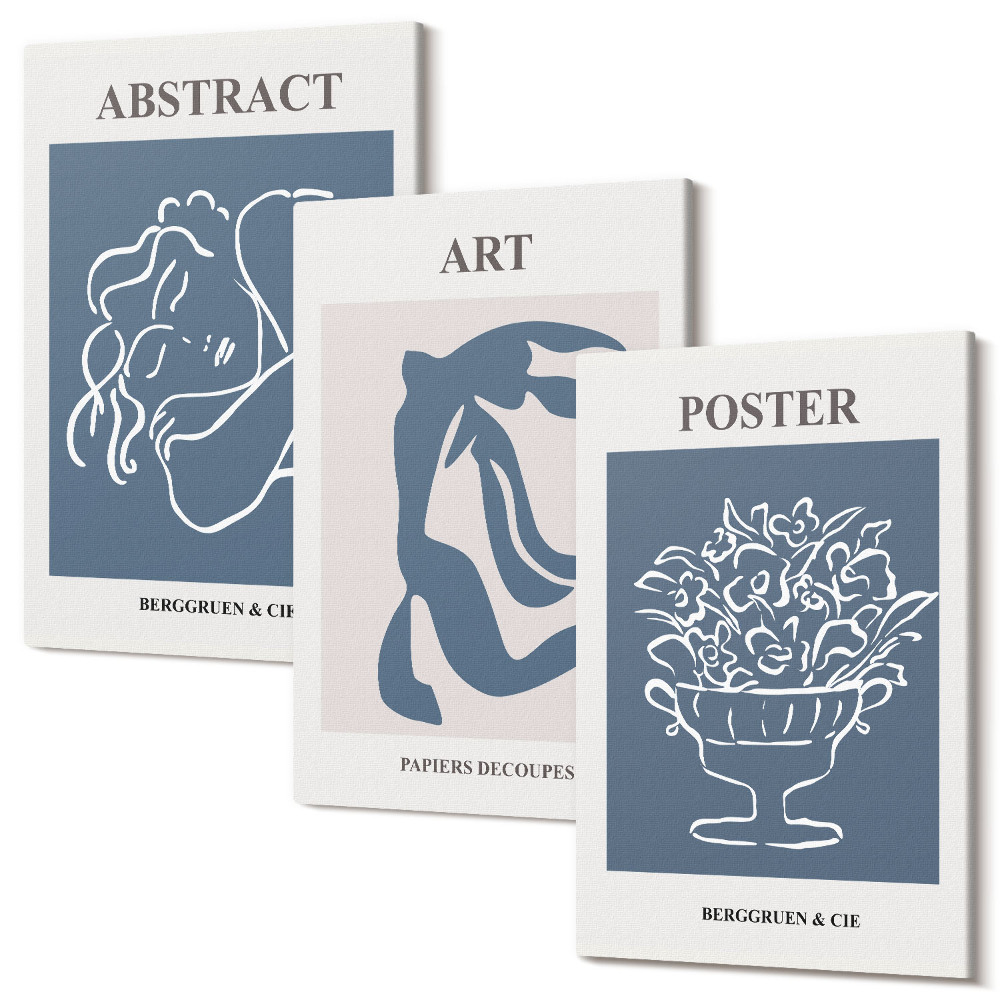 Sada 3 obrazů Stylové abstraktní vzory Matisse s postavami a květinami