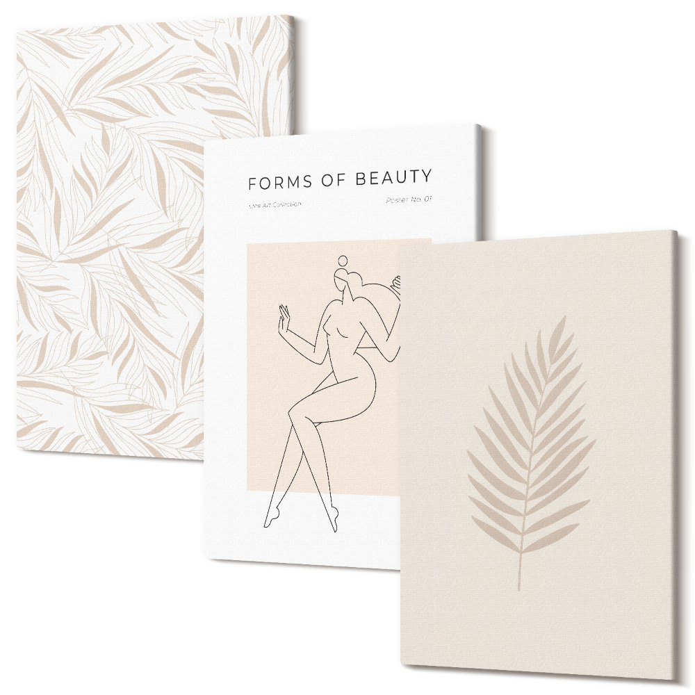 Sada 3 obrazů Minimalistické motivy botanického designu