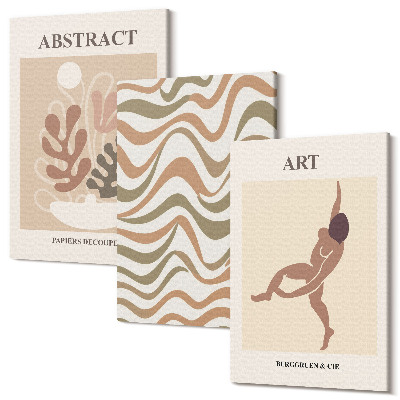 Sada obrazů na zeď triptych Matisse boho abstraktní tvary a vzory