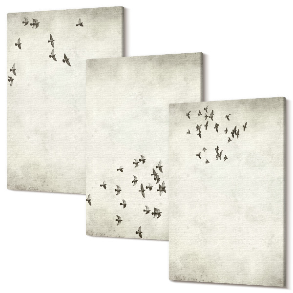 Sada obrazů triptych Minimalistický obraz létajících ptáků