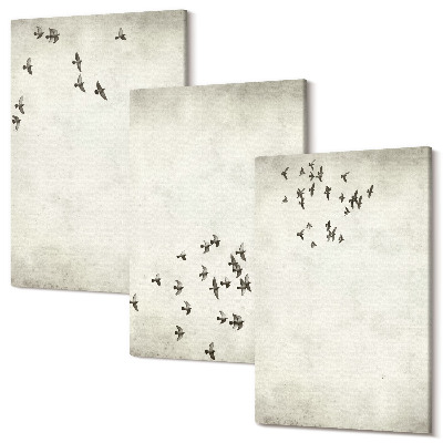 Sada obrazů triptych Minimalistický obraz létajících ptáků