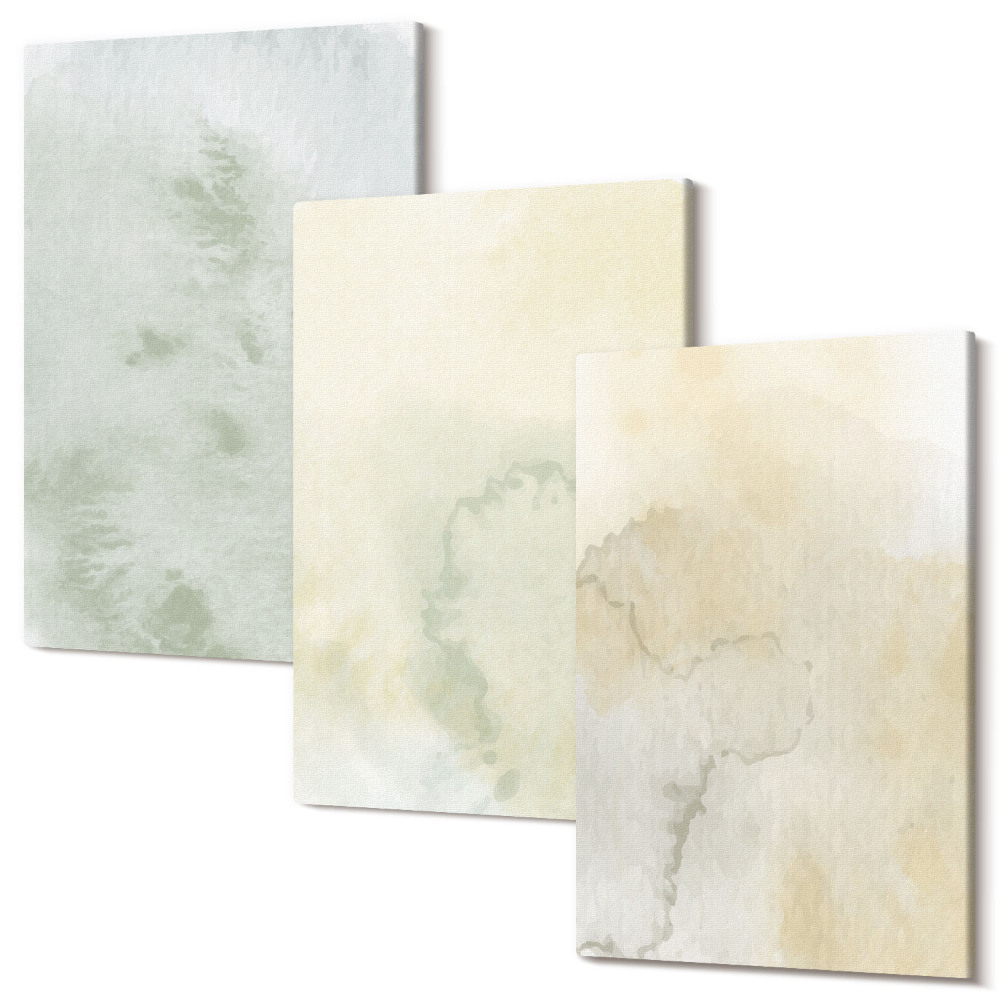 Sada 3 obrazů Pastelové akvarely na texturách malby na plátně