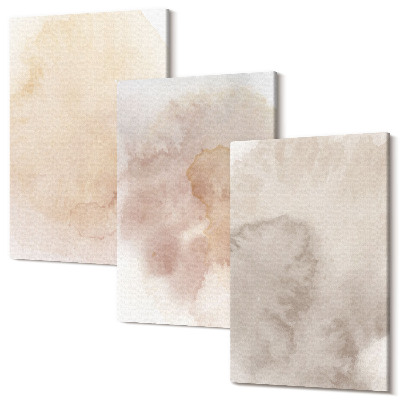 Sada obrazů triptych Teplé akvarely na plátně s pastelovými texturami