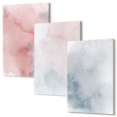 Sada 3 obrazů Pastelové akvarely na plátně barevné textury
