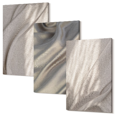 Sada obrazů triptych Detail přírodních tkaninových struktur v boho stylu