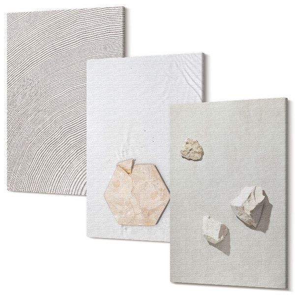 Sada obrazů triptych Lehké textury na písku, jemný boho styl