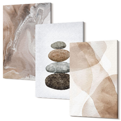 Sada 3 obrazů Abstraktní tvary malované struktury v pastelových barvách