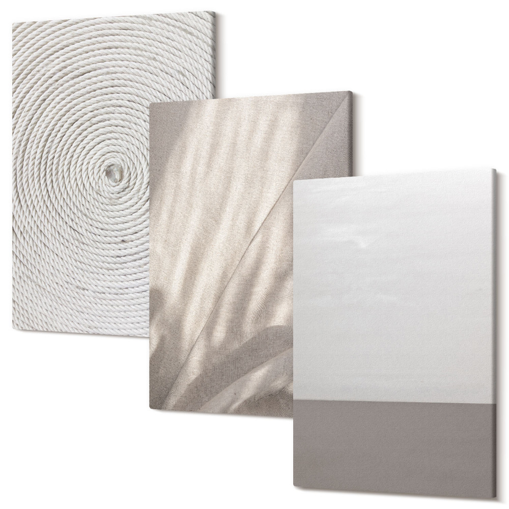 Sada obrazů triptych Jemné přírodní textury v boho stylu