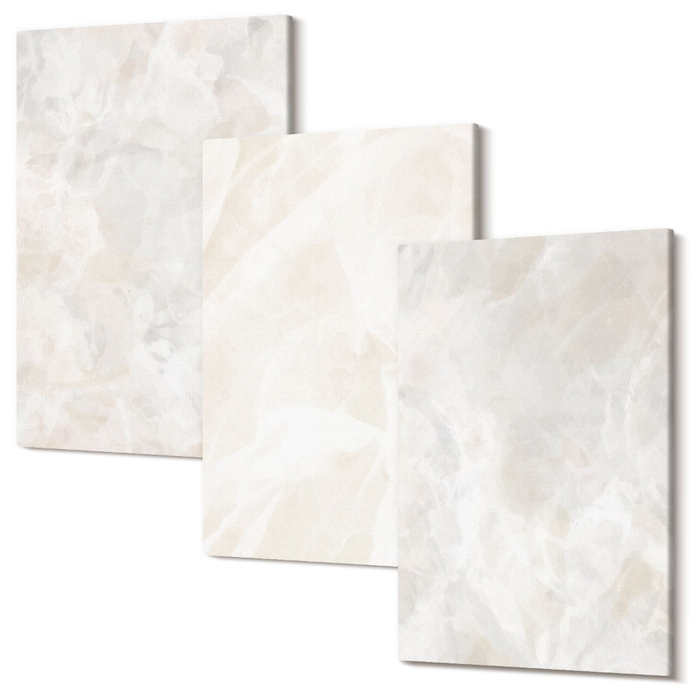 Sada obrazů na zeď triptych Kamenné pastelové struktury z bílého mramoru