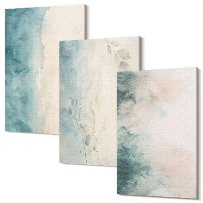 Sada obrazů triptych Akvarelové obrazy na plátně, minimalistický styl