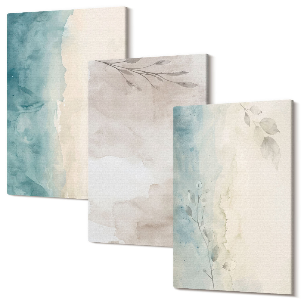 Sada 3 obrazů Jemná akvarelová malířská textura