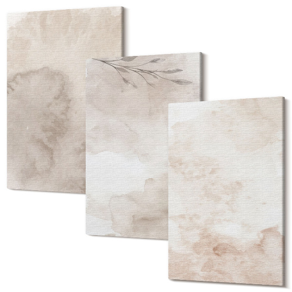 Sada obrazů na zeď triptych Rozlité akvarelové barvy textury boho styl