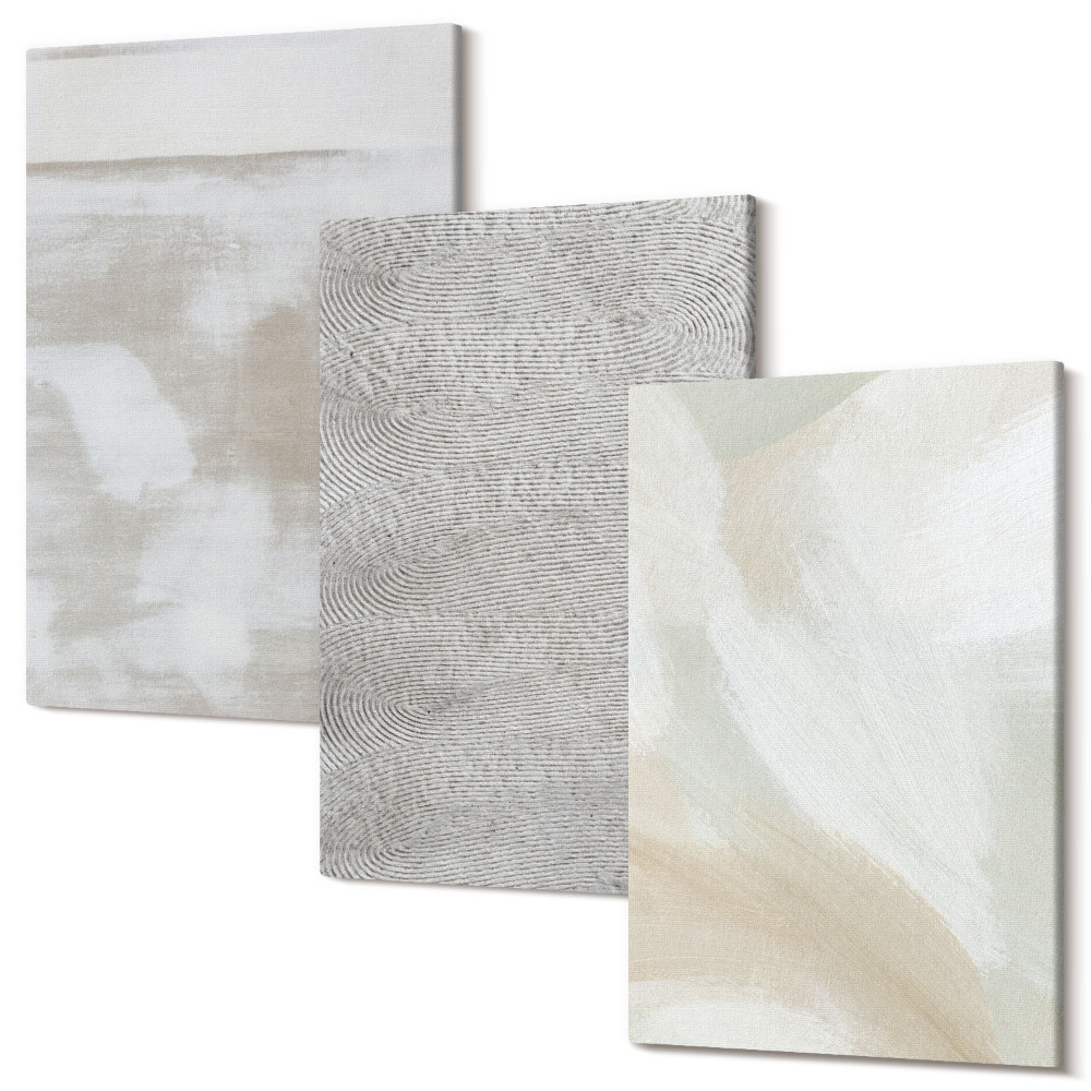 Sada obrazů triptych Abstrakce v designu, moderní malba textury