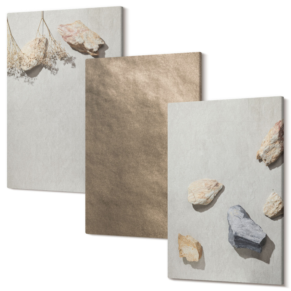 Sada 3 obrazů Plážové kameny přírodní struktury