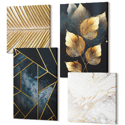 Sada 4 obrazů Moderní geometrické vzory a přírodní rostlinné motivy