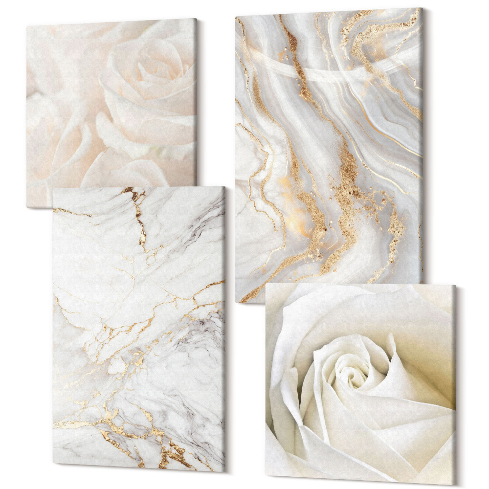 Sada 4 obrazů Elegantní, módní abstraktní mramorové vzory