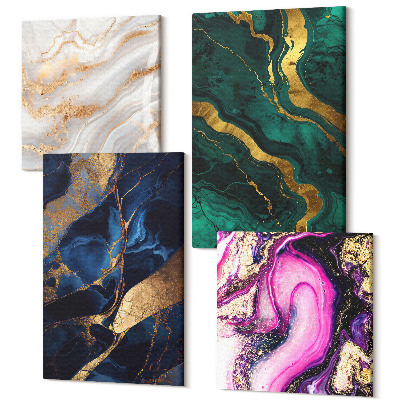 Sada obrazů kvadryptych Abstraktní vzory mramoru a smíšené barvy