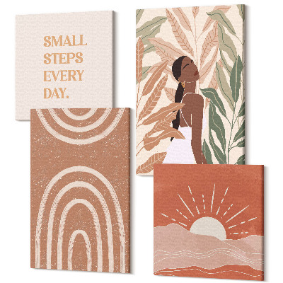 Sada obrazů kvadryptych Boho abstraktní tvary a ilustrace